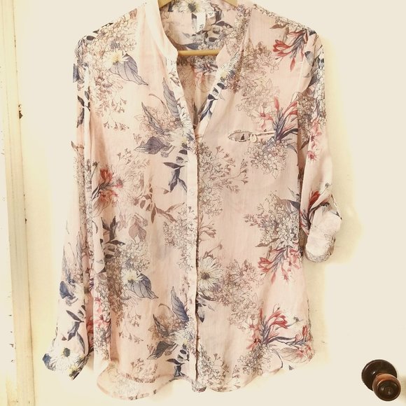"Kut From The Kloth" Sheer Floral Blouse Size Med - Picture 1 of 7